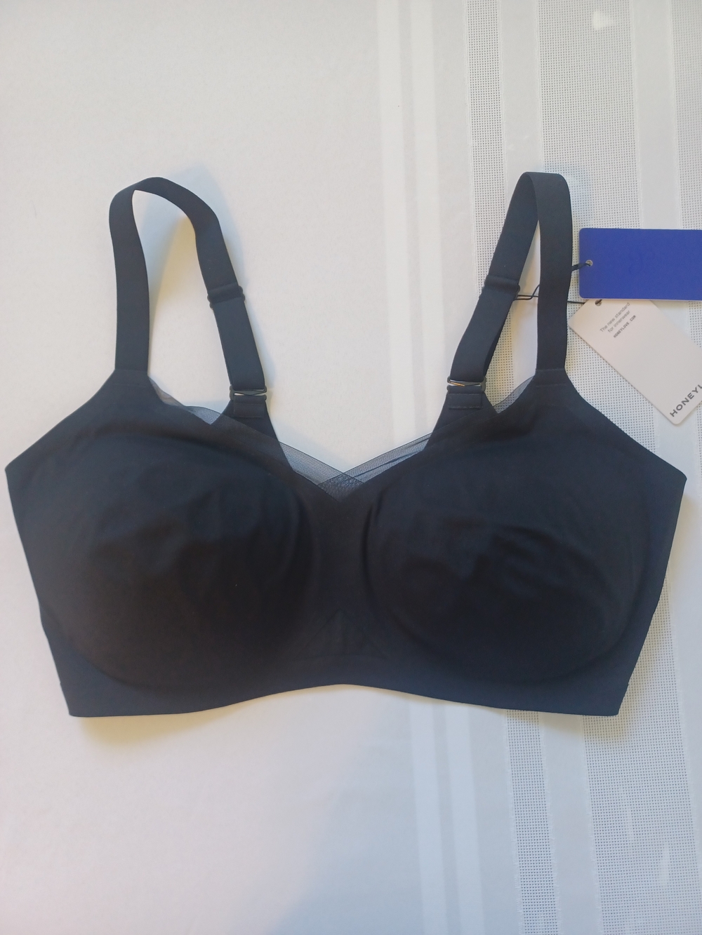 Honeylove Crossover Runway Smooth Black Wireless Comfort Bra Athleisure
